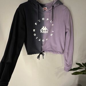 Kappa Black and Purple Gradient Cropped Hoodie